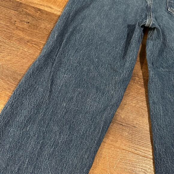 Old Navy Extra High Rise Sky-Hi Wide-Leg Jeans Blue Size 8 Frayed Hem READ - Picture 3 of 11